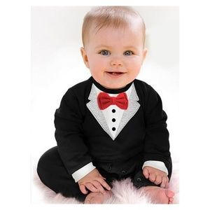 Black Long Sleeve Tuxedo Jumpsuit Baby Boy